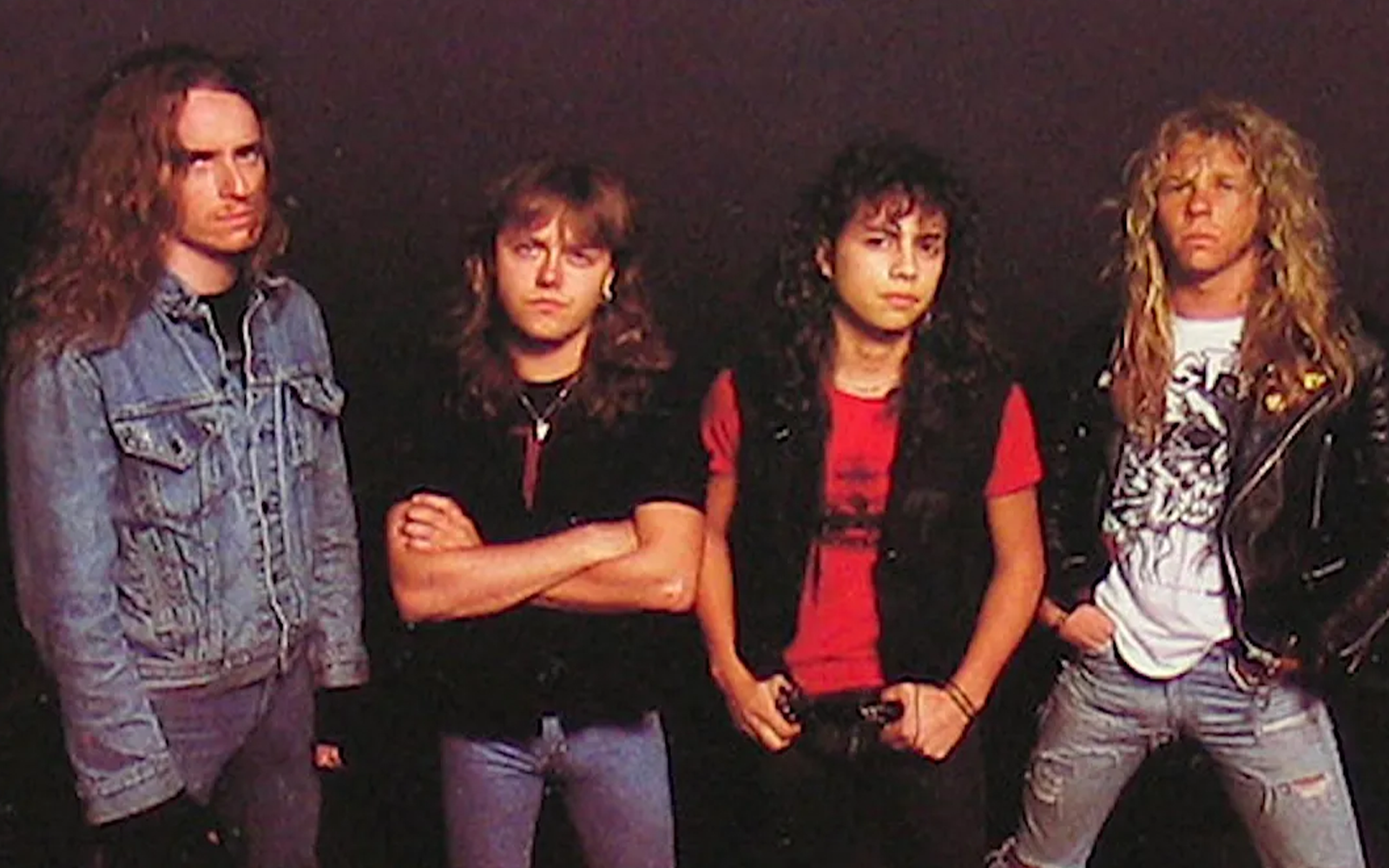 Promotional photo of Metallica featured on the back cover of their 1986 album Master of Puppets.